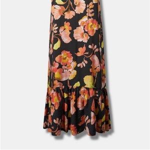 torrid Black Maxi Skirt with Coral & Yellow Floral Print